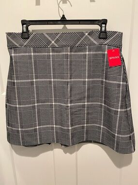 SPANX Black & White Plaid A-Line Mini Skirt